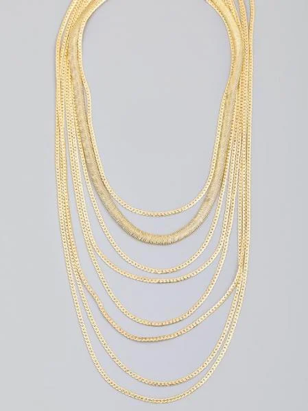 Shop Classic Women's  Necklaces & Pendants with a Modern Twist-Snake Chain Necklace - 8 Layer
