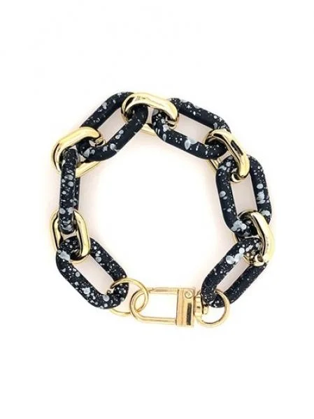 Traditional Gold Wedding Bangles for Women-Splatter Coated Chain Bracelet- Blk