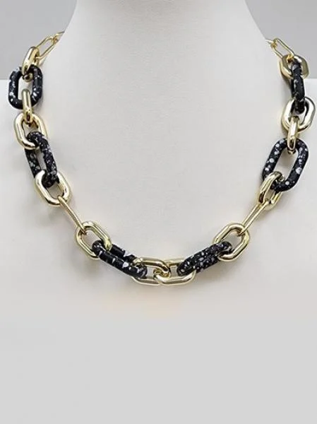 Shop Classic Women's Necklaces & Pendants with a Modern Twist-Splatter Coated Chain Necklace - Blk Shop Classic Women's Necklaces & Pendants with a Modern Twist-Splatter Coated Chain Necklace - Blk