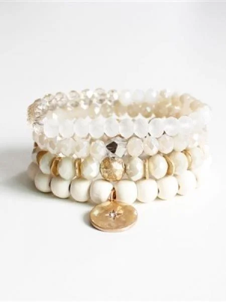 Customizable Gemstone Bangles for Women-Starburst Charm Bracelet Set