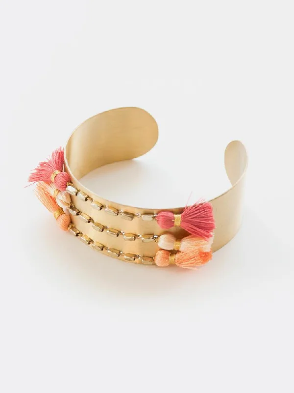 Designer Bangles for Women-Summer Tassel Bracelet - Peach