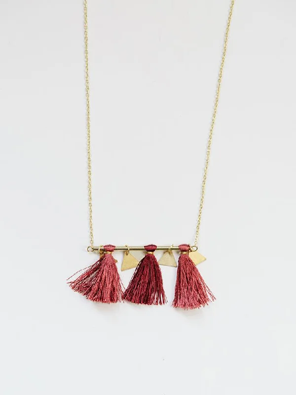 Shop Classic Women's  Necklaces & Pendants with a Modern Twist-Tassel Bar Necklace - Rose