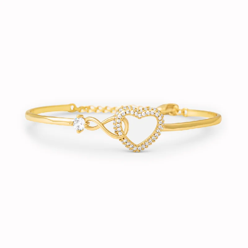 Gold Cuff Bangles for Women-Unbreakable Link - Infinity Heart Bracelet