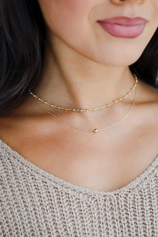 Shop Classic Women's Necklaces & Pendants with a Modern Twist-Vanessa Gold Ball Chain Layered Necklace Shop Classic Women's Necklaces & Pendants with a Modern Twist-Vanessa Gold Ball Chain Layered Necklace