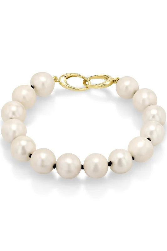 Pearl Bangles for Women-White Pearl Bracelet - 18K Gold