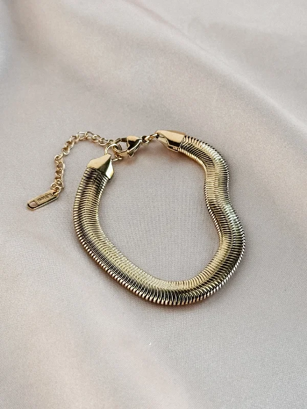 Personalised Silver Bangles for Women-Wide Herringbone Bracelet